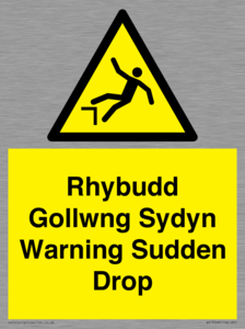 Rhybudd Gollwng Sydyn Warning Sudden Drop